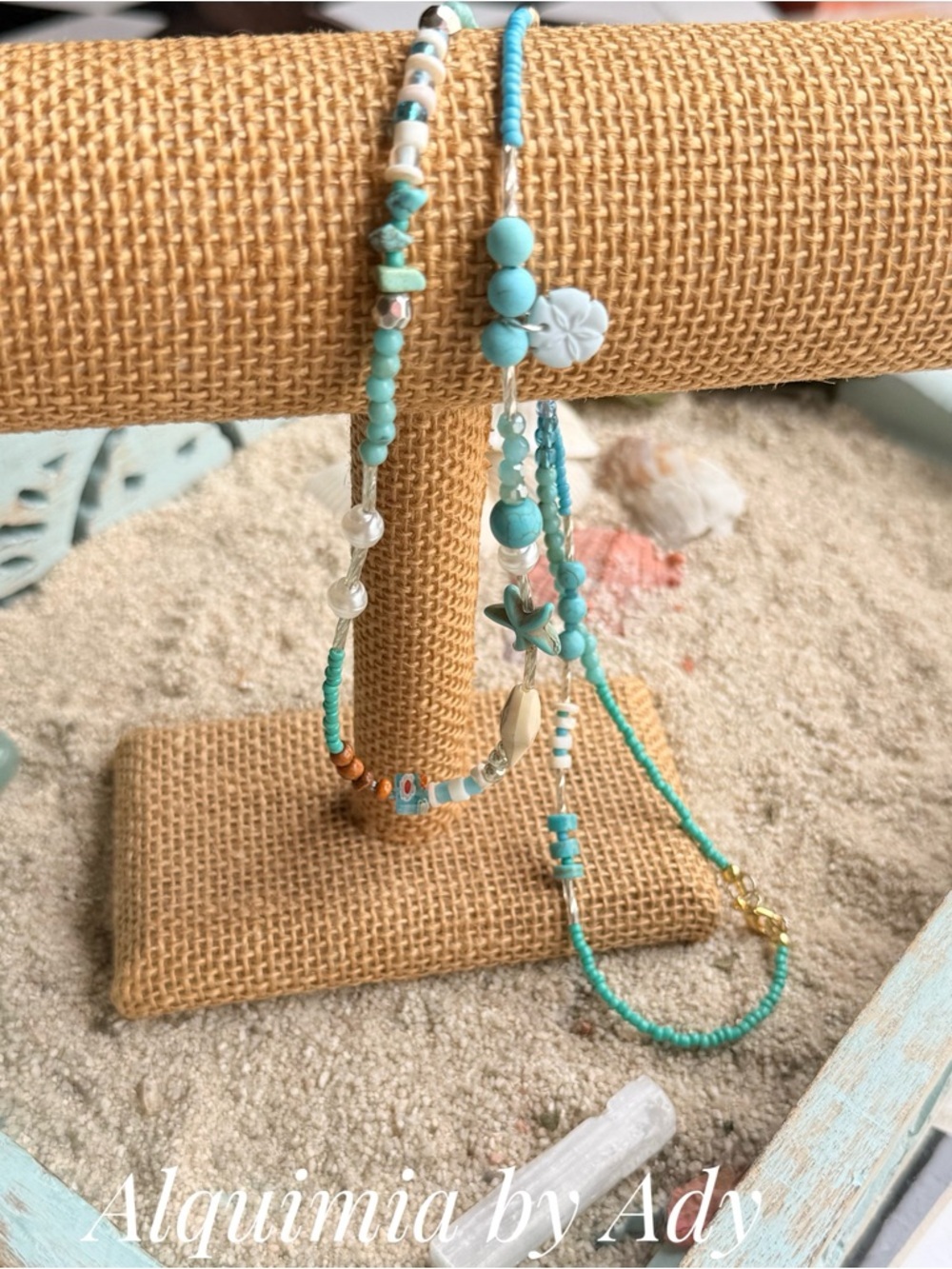 SINGLE STRING | long turquoise White baroque pearls Beaded  Necklace SHELLS 🐚